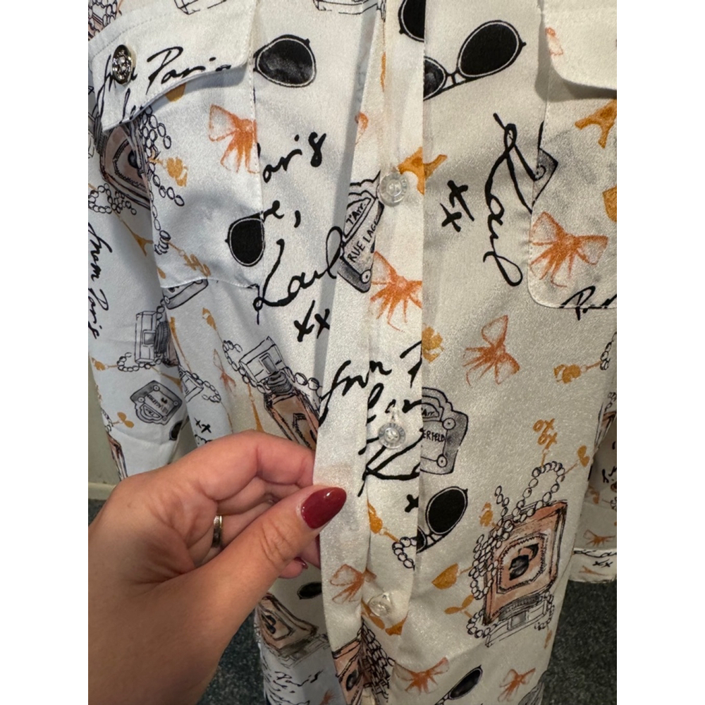 Karl Lagerfeld Paris Long Sleeve Blouse, Size L - Picture 6 of 10